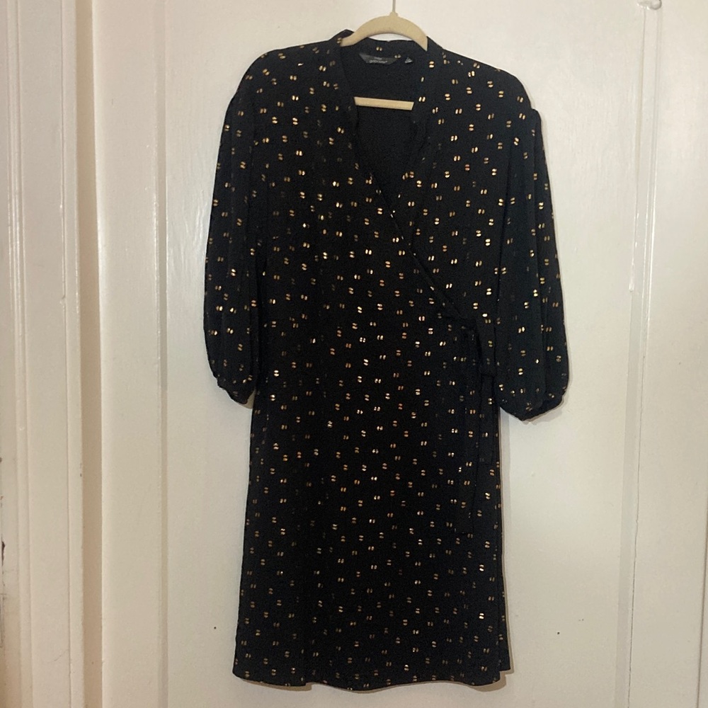 Mlle Gabrielle Black Dress with Gold Accents